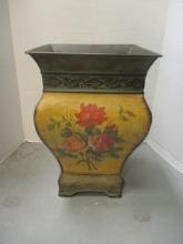 Vintage Painted Metal Decorative Planter