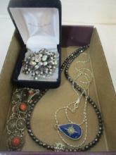 Vintage Jewelry Lot - Broach, Bracelet, Necklaces
