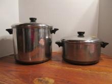 Two Revere Ware Stainless Copper Bottom Stock Pots
