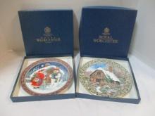 Two Sue Scullard Royal Worcester Fine Bone China Collector Plates in Original Boxes