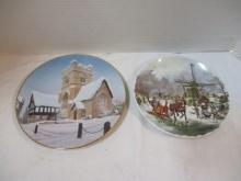 Two Winter Scene Collector Plates