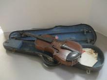 Vintage Violin in Case with Two Bows and Replacement Strings