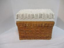 Woven Lidded Basket with Painted Lid