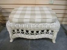 Woven Rattan Ottoman with Removable Cushion