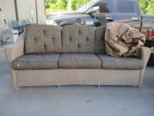 Painted Woven and Metal Patio Sofa