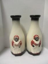 Pair of Hand Crafted Ceramic Black Americana Jugs