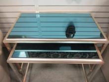 Modern Style 2 Piece Blue Mirrored Top Nesting Tables