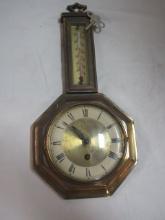 Vintage Brass Banjo Thermometer Clock with West German Movement