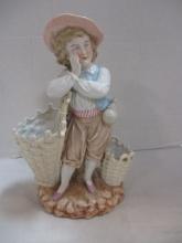 Vintage Kamp German Porcelain Boy with Baskets Figure