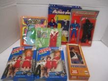 Penguin 1973, 2 Annie Dolls 1982, 2 Action Jackson Outfits, etc.