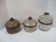 Three Vintage Glass Kerosene Bottles/Jars