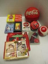 Coca-Cola Playing Cards, Commemorative Baseballs and Miniature Basketball