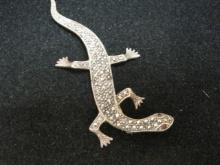 Sterling Silver & Marcasite Salamander Brooch