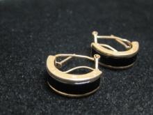 14k Gold Bulgari Style Onyx Earrings