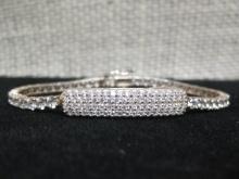 7" Sterling Silver and Crystal Bracelet