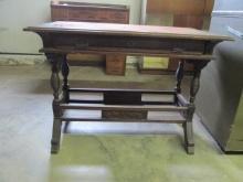 Antique Mahogany Console Table with Drawer and Under Shelf