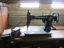 Antique White Rotary Cast Metal Sewing Machine