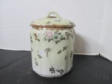 Vintage Handpainted Porcelain Biscuit Jar