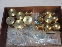 13 Brass Cabinet/Drawer Handles with Hardware