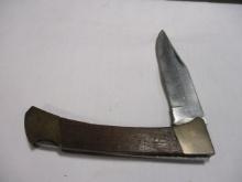 Wood Handle Stainless Steel 4" Lock Blade Knife