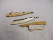 Three Antique German Blade Bakelite Handle Straight Razors
