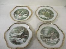 4 Currier & Ives "Winter Homes" Collectible Plates