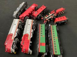 Collection of 9 Model Train Cars, HO Scale, Most are by Bachmann, Santa Fe, Firestone Tanker, & m...