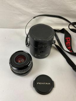 9 pcs Vintage Pentax Film Camera Assortment. Pentax Program Plus 35mm Camera. 3 Zooms. See pics.