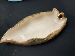 Vintage McCoy Vase, 24k Gold gilt dish, and Pair of Lenox Swan Porcelain pieces