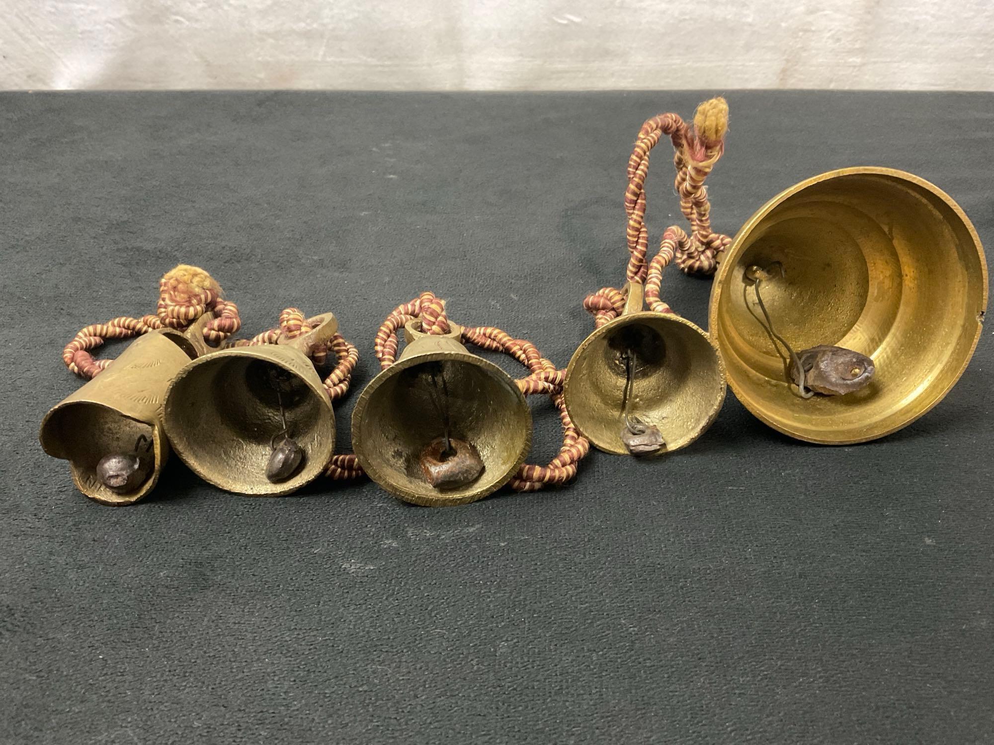 Antique Saignelegier 1878 Brass Cow Bell & Hand Engraved Indian Brass Bells