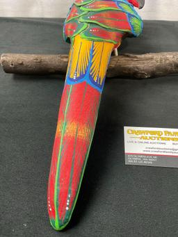 Hand Painted Wooden Scarlet Macaw Decoration