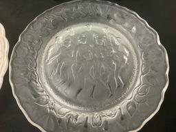4 Imperial Carnival Glass Plates, 3 Days of Christmas Partridge in a Pear Tree, 2x Eleven, Twelve