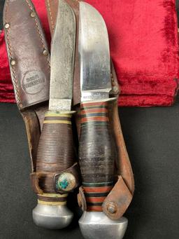 Pair of Vintage Remington Fixed Blade Knives, RH33 & RH290, w/ Leather Sheaths