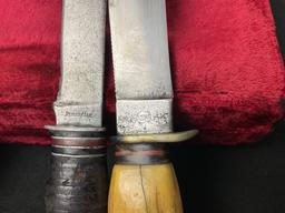 Pair of Vintage Remington Fixed Blade Knives, RH28 & RH51, one w/ Antler Handle