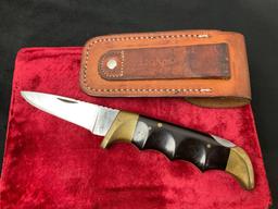Rare Kershaw 1050 made in Japan Folding Knife w/ Resin & Brass handle with finger grooves