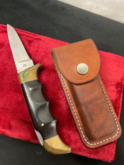 Rare Kershaw 1050 made in Japan Folding Knife w/ Resin & Brass handle with finger grooves