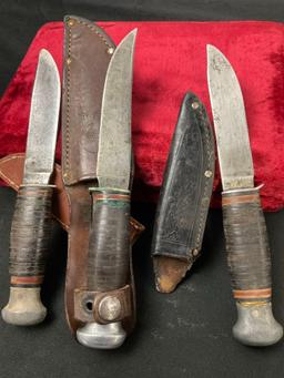 Trio of Vintage Remington Fixed Blade Knives, 2x RH51, & 1x RH70, w/ sheaths