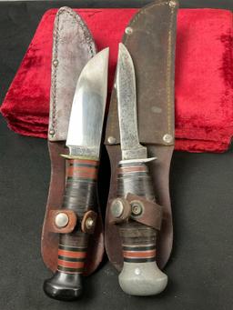 Pair of Vintage Remington Fixed Blade Knives, RH-50, and unmarked, w/ sheaths