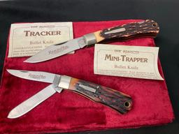 Pair of Remington Folding Knives, R-1176 Double Blade Mini Trapper, R1306 1990 Tracker Bullet Knife