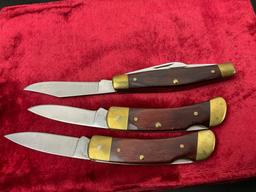 Trio of Craftsman Pocket Folding Knives, 1x Three Blade Stockman #95203 & 2x #95231 Lockback