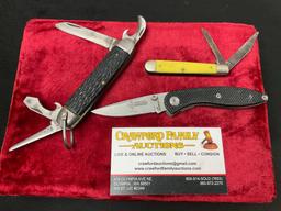 Trio of Camco Folding Knives, Camper Pocket Knife, Hunters Advantage, Two Blade Pen Knife