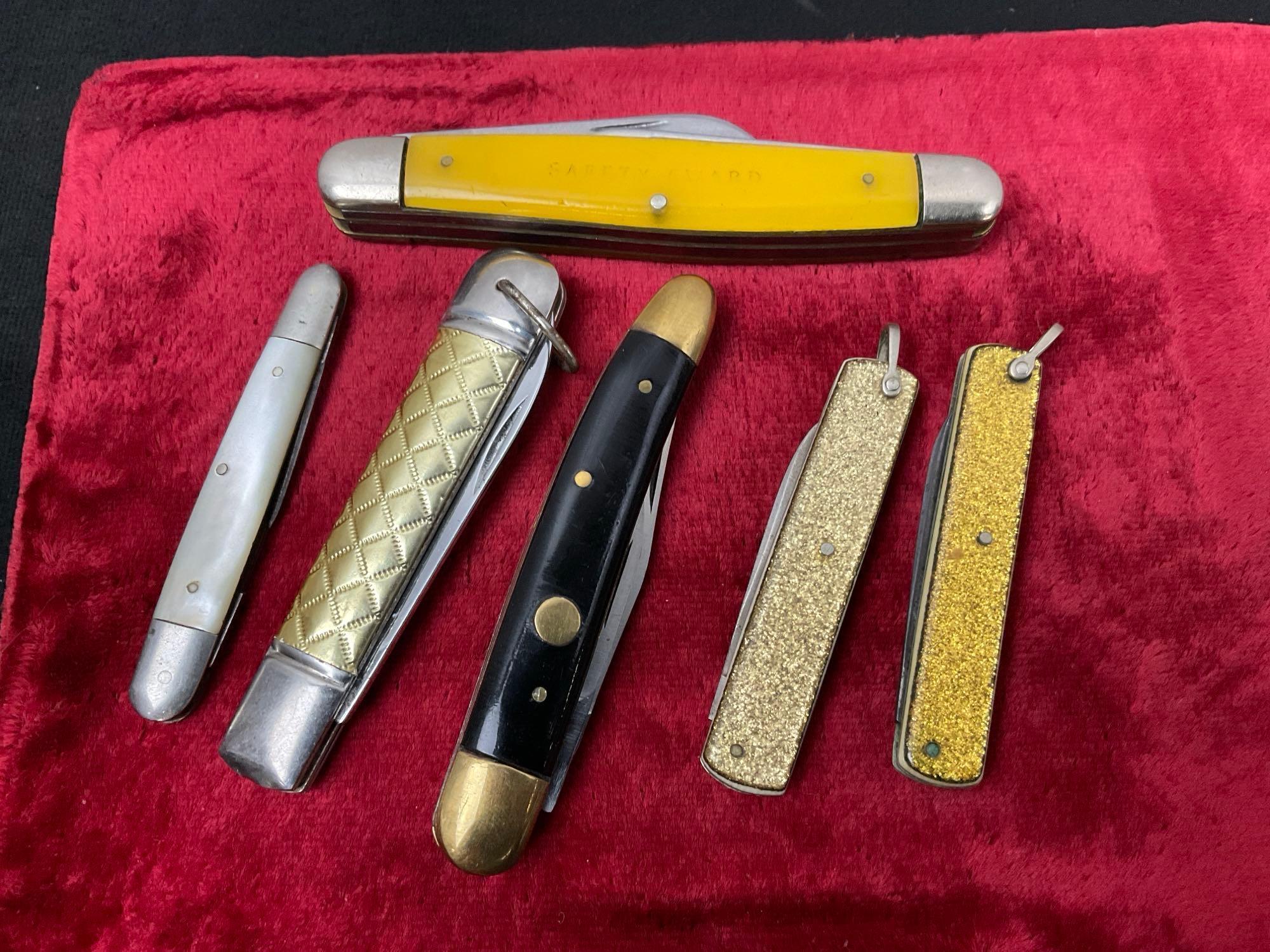 6x Assorted Pocket Knives, Antique Henry Sears Co, Marked Stainless Pakistan, few unmarked pieces