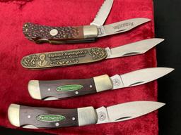4x Remington Folding Knives, R-11 Double Blade, 2x M10281, Eliphalet Remington II tribute Knife