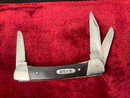 Buck model 701 Mustang 3-blade slip joint pocket knife - some chips on wood handle