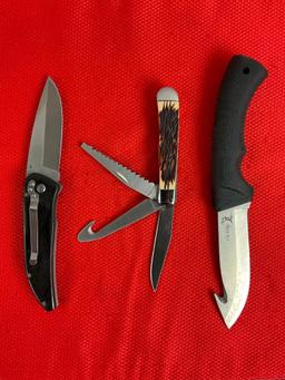 3 pcs Elk Ridge 440 Steel Knife Assortment Models 80D, 99 & 891. NIB. See pics
