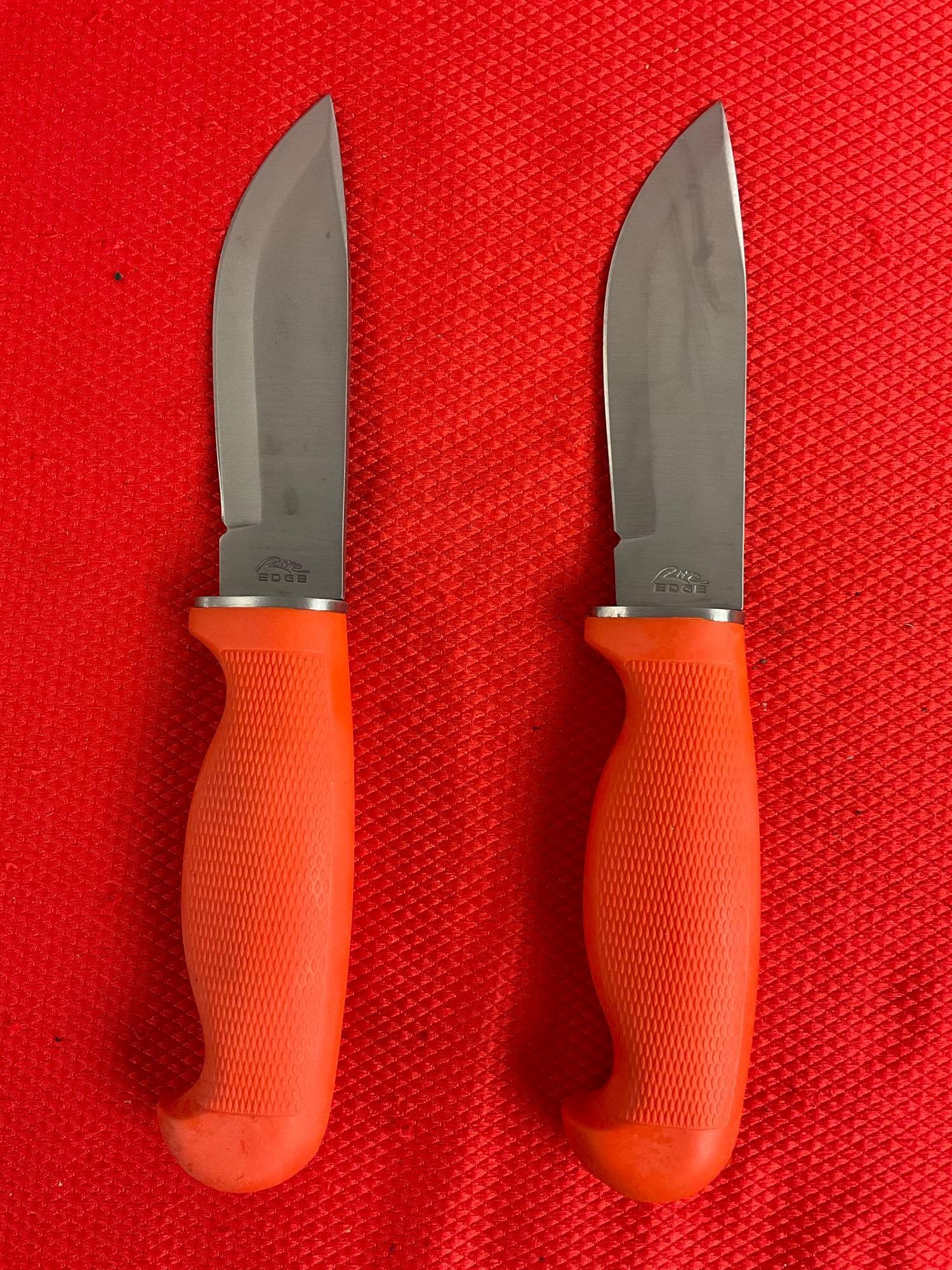 2 pcs Rite Edge 4" Hunter's Choice Hunting Knives Model 210978 w/ Nylon Sheathes. NIB. See pics.