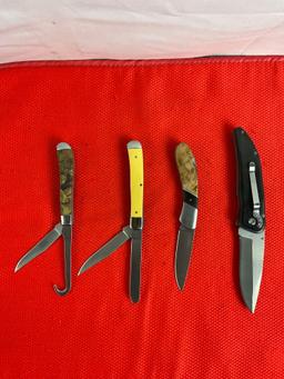 4 pcs Elk Ridge 440 Steel Folding Blade Pocket Knives, Models 72W, 80D, 220Y & 436C. NIB. See pics.