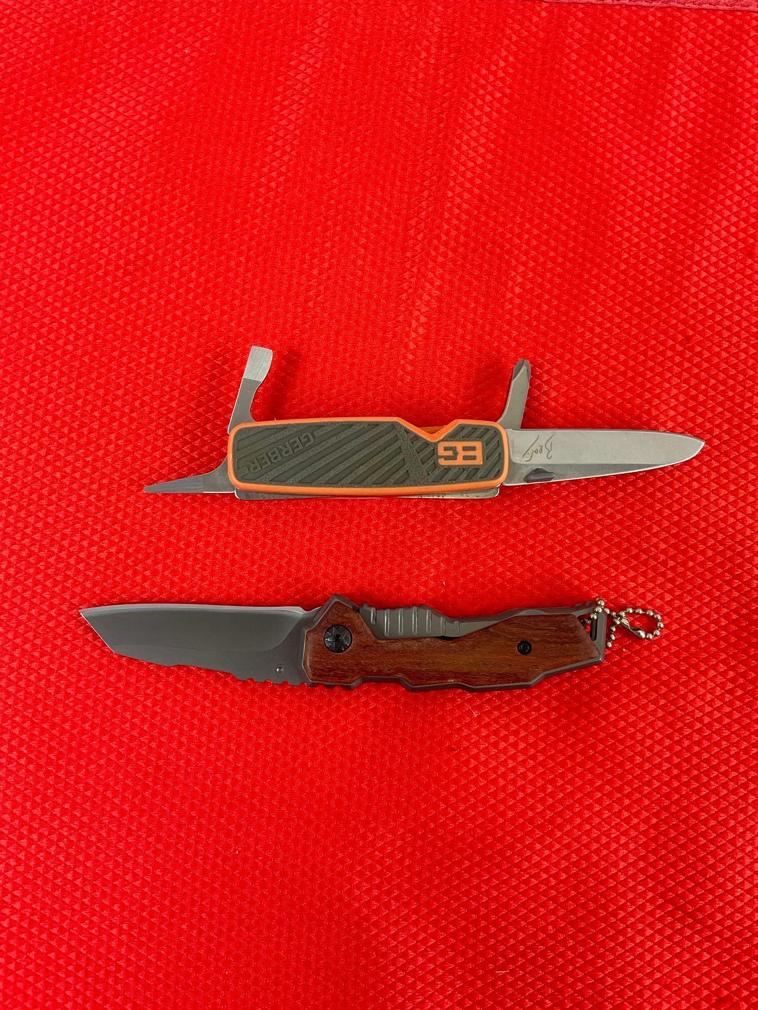 2 pcs Gerber Folding Pocket Knives. 1 pc Mini-Remix 2" Blade & 1 Pocket Knife w/ 4 Tools. NIB. See