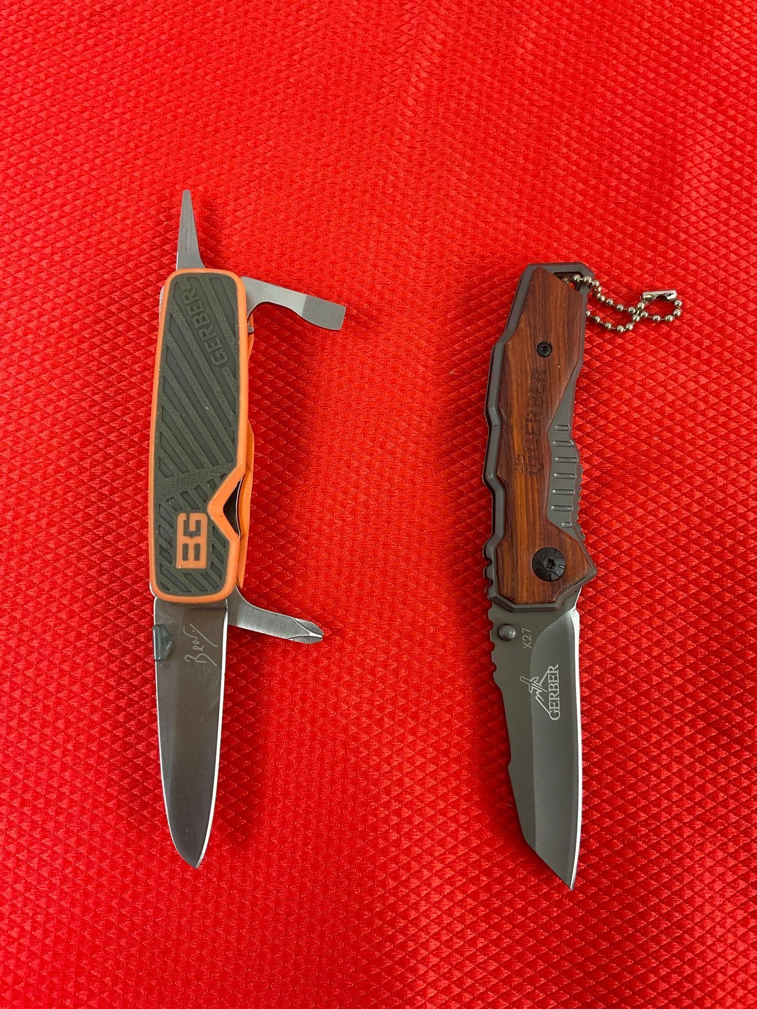 2 pcs Gerber Folding Pocket Knives. 1 pc Mini-Remix 2" Blade & 1 Pocket Knife w/ 4 Tools. NIB. See