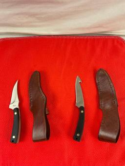 2 pcs Schrade Old Timer Stainless Steel Knives w/ Leather Sheaths. Models 1520T & 1580T. NIB. See